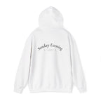 Sunday Evening Hoodie — Minimal Curved Text Pullover