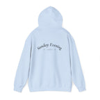 Sunday Evening Hoodie — Minimal Curved Text Pullover