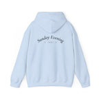 Sunday Evening Hoodie — Minimal Curved Text Pullover
