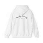 Sunday Evening Hoodie — Minimal Curved Text Pullover