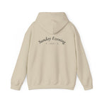 Sunday Evening Hoodie — Minimal Curved Text Pullover