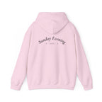 Sunday Evening Hoodie — Minimal Curved Text Pullover