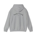 Sunday Evening Hoodie — Minimal Curved Text Pullover